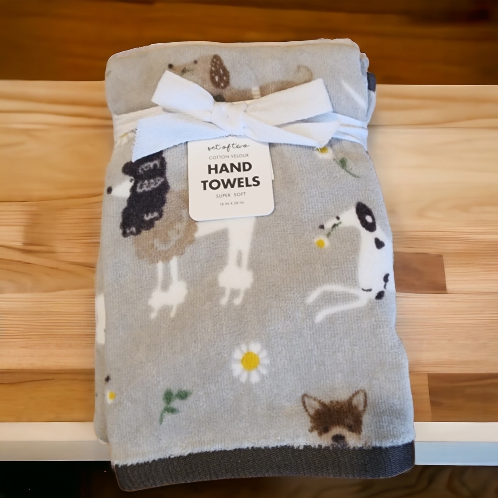 Envogue 2 pcs Dog Pet Hand Towels Velour Absorbent Cotton